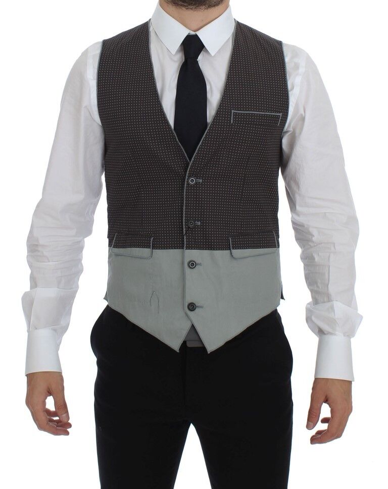 Dolce &amp;amp; Gabbana Grå Polka Dot Klänning Väst Gilet Weste