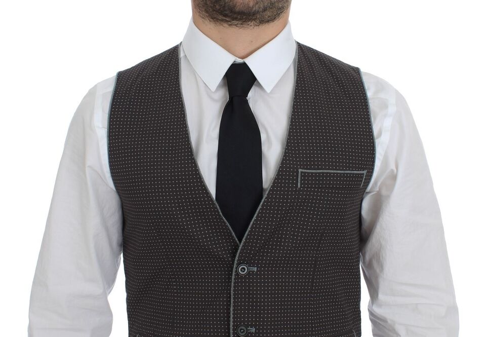 Dolce &amp;amp; Gabbana Grå Polka Dot Klänning Väst Gilet Weste