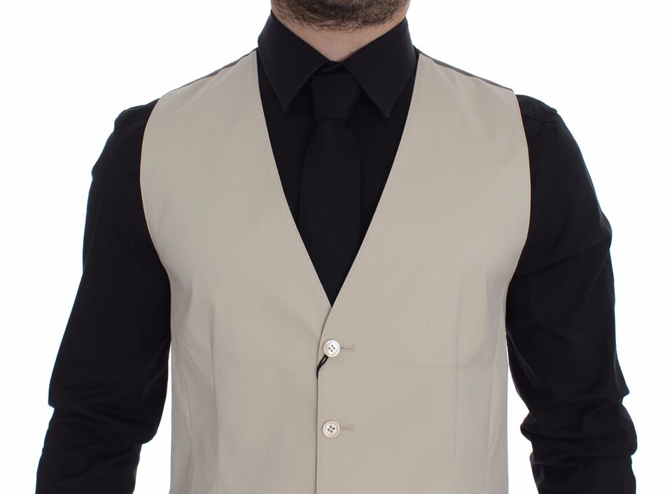 Dolce &amp;amp; Gabbana Beige Bomullsstretchig Klänning Västkavaj