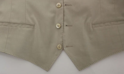 Dolce &amp;amp; Gabbana Beige Bomullsstretchig Klänning Västkavaj