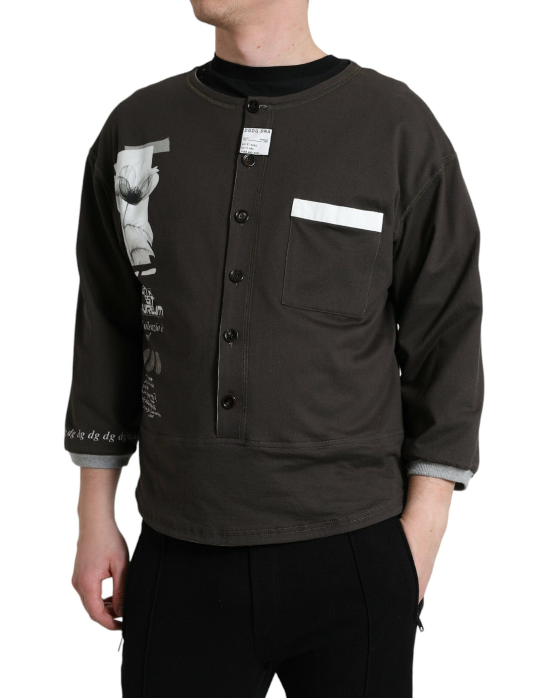 Dolce &amp;amp; Gabbana Mörkgrå Bomulls-Pullovertröja