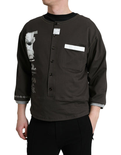 Dolce &amp;amp; Gabbana Mörkgrå Bomulls-Pullovertröja
