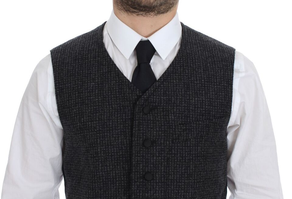 Dolce &amp;amp; Gabbana Grå Wool Blend Väst Gilet Weste