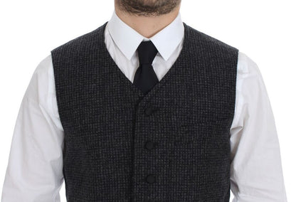Dolce &amp;amp; Gabbana Grå Wool Blend Väst Gilet Weste