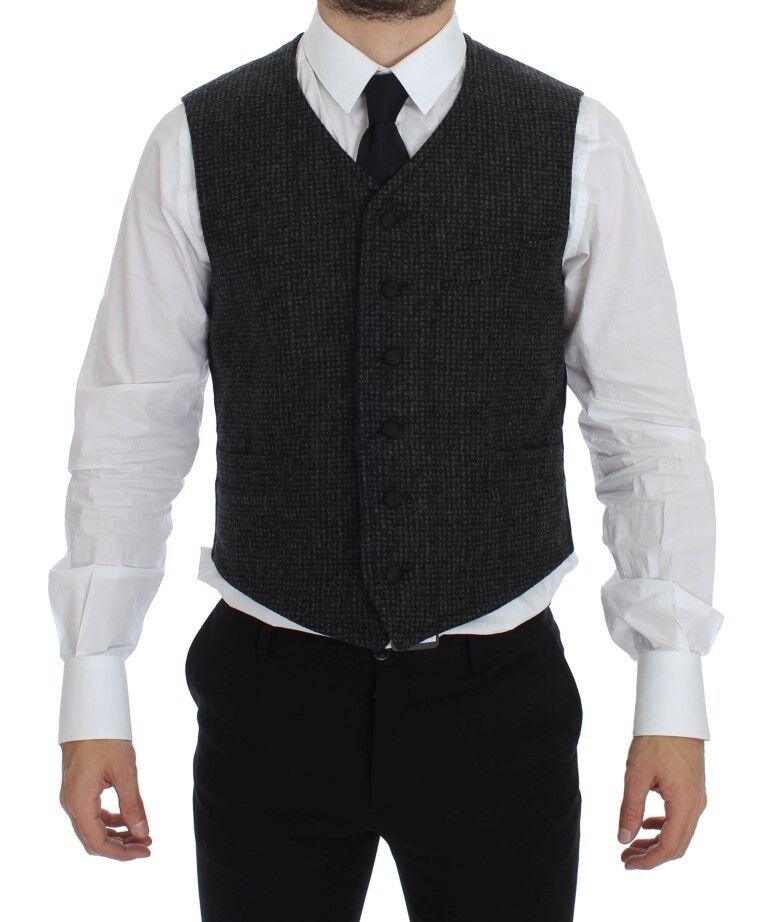 Dolce &amp;amp; Gabbana Grå Wool Blend Väst Gilet Weste
