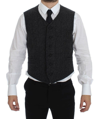 Dolce &amp;amp; Gabbana Grå Wool Blend Väst Gilet Weste
