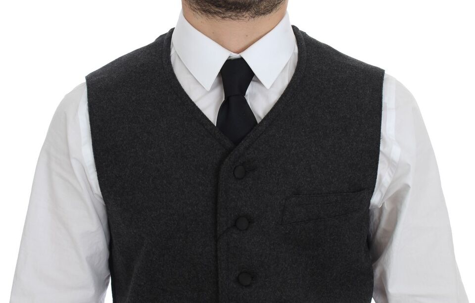 Dolce &amp;amp; Gabbana grå ullblandningslogoväst Gilet Weste