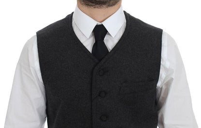 Dolce &amp;amp; Gabbana grå ullblandningslogoväst Gilet Weste