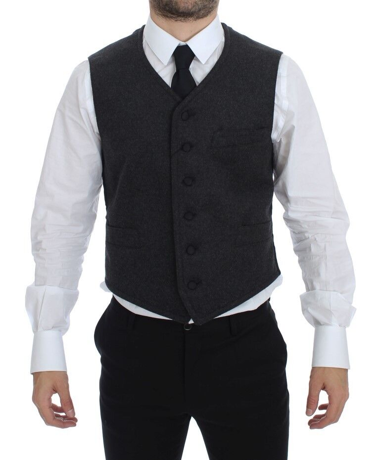 Dolce &amp;amp; Gabbana grå ullblandningslogoväst Gilet Weste