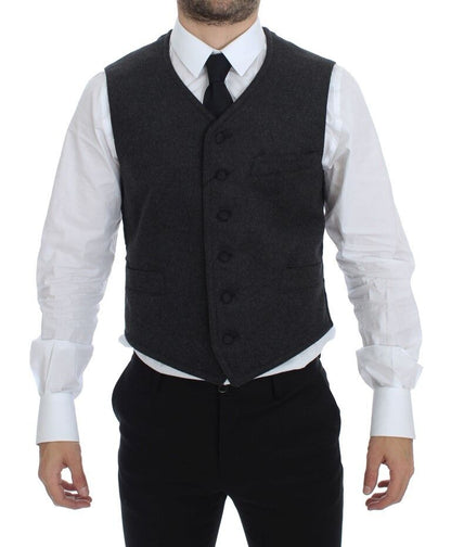 Dolce &amp;amp; Gabbana grå ullblandningslogoväst Gilet Weste