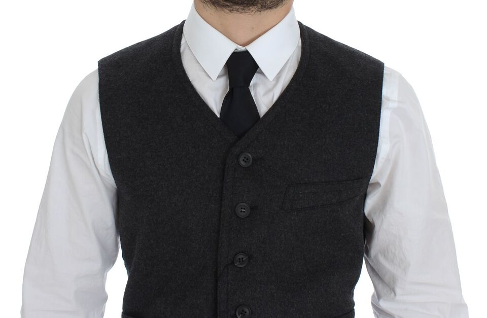 Dolce &amp;amp; Gabbana Grå Wool Blend Väst Gilet Weste
