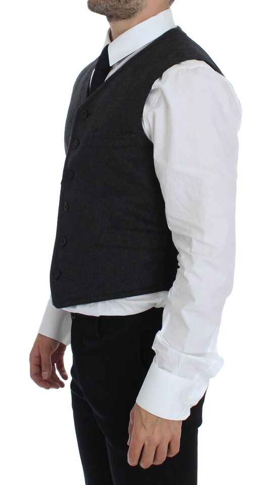 Dolce &amp;amp; Gabbana Grå Wool Blend Väst Gilet Weste