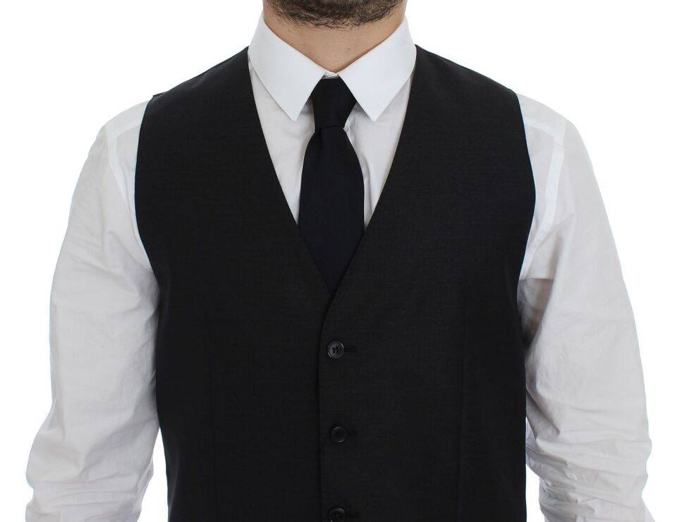 Dolce &amp;amp; Gabbana Grå Ull Sidenklänning Väst Väst