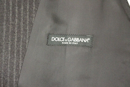 Dolce &amp;amp; Gabbana Grårandig Enkelknäppt Väst i Ull