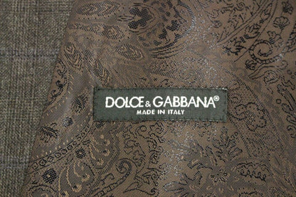 Dolce &amp;amp; Gabbana Brunrutig Enkelknäppt Väst i Ull