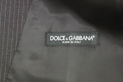 Dolce &amp;amp; Gabbana Grårandig Enkelknäppt Väst i Ull