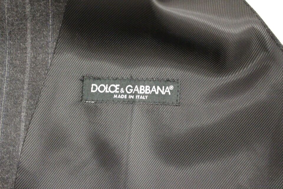 Dolce &amp;amp; Gabbana Grå Randig Ullväst Med Logotyp Väst