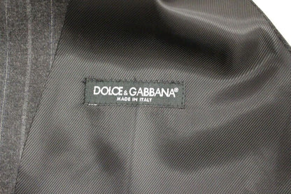 Dolce &amp;amp; Gabbana Grå Randig Ullväst Med Logotyp Väst
