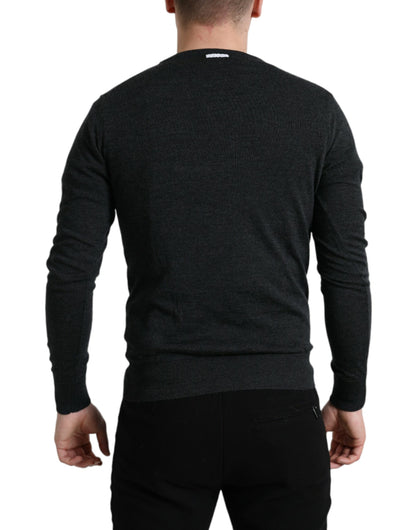 Dolce &amp;amp; Gabbana Grå Ull Rund Halsad Pullovertröja