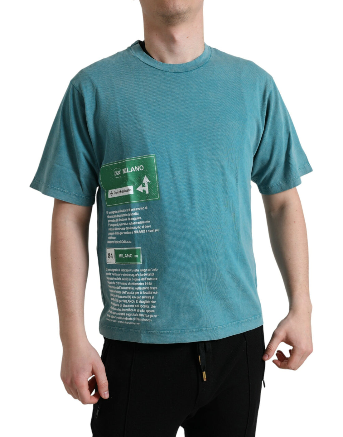Dolce &amp;amp; Gabbana Blå Bomull Milano Street Rundhalsad T-shirt