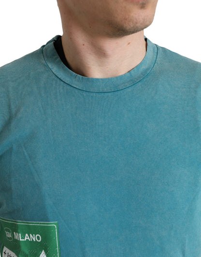 Dolce &amp;amp; Gabbana Blå Bomull Milano Street Rundhalsad T-shirt