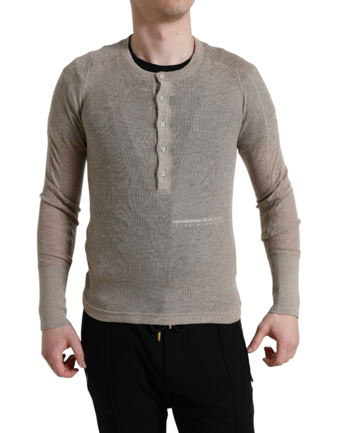 Dolce &amp;amp; Gabbana Henley Pullover Beige Kashmirtröja