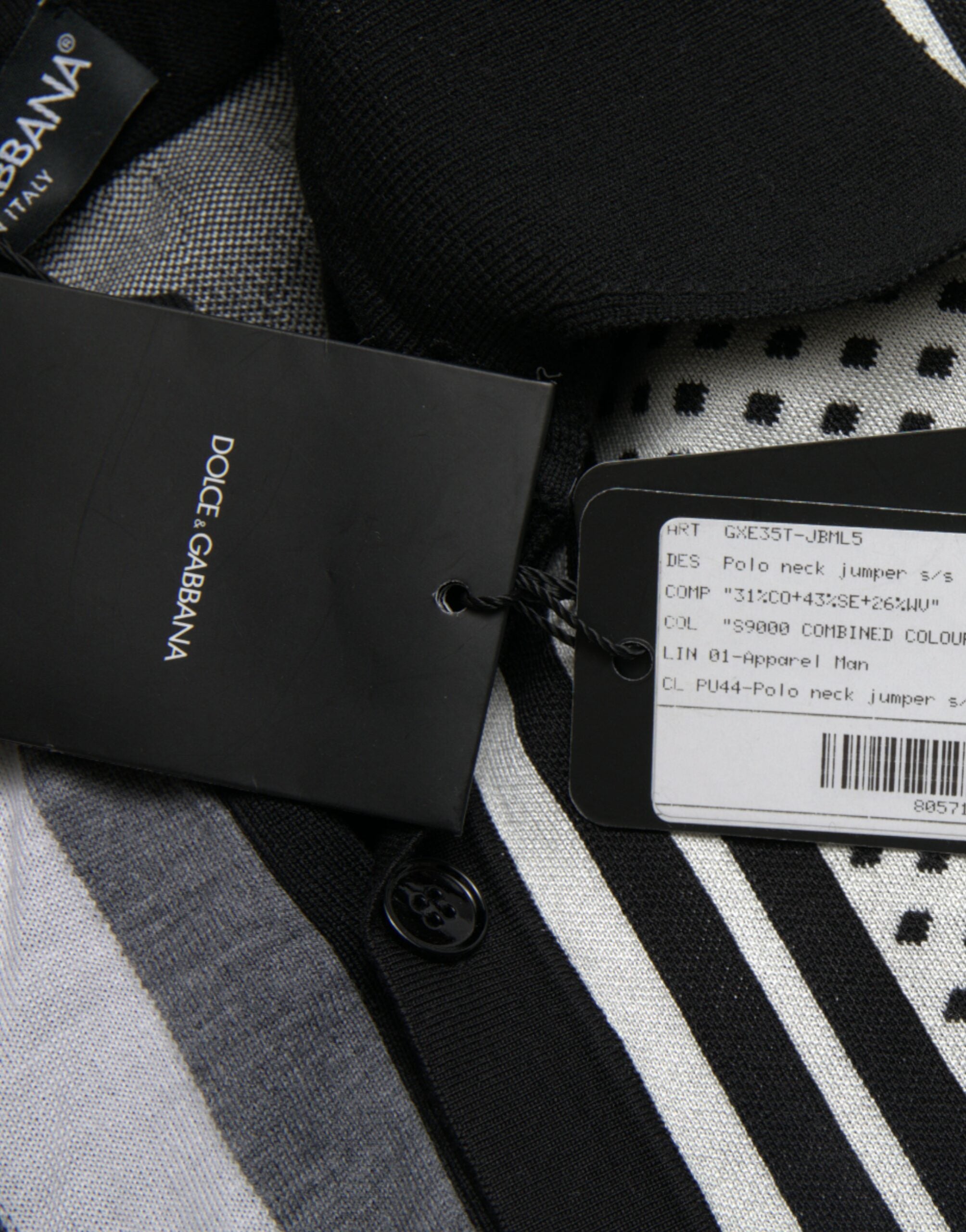 Dolce &amp;amp; Gabbana Svart Vit Tröja Kofta Polotröja