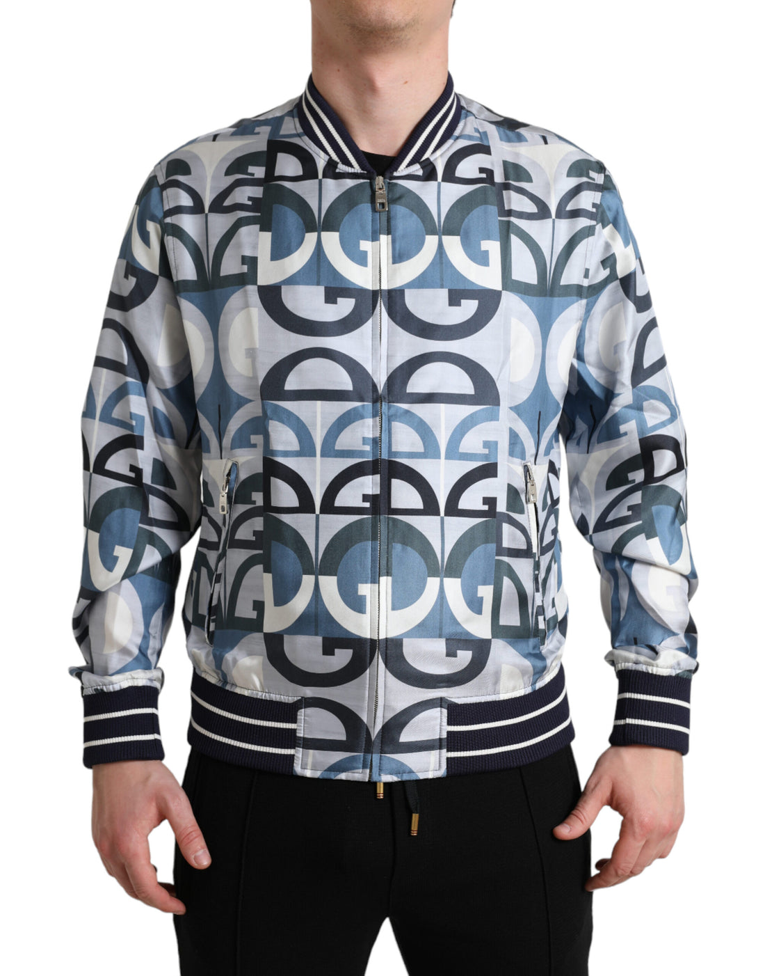 Dolce &amp;amp; Gabbana Multicolor Logo Print Bomber Blouson Jacka
