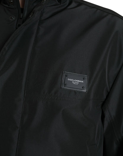 Dolce &amp;amp; Gabbana Svart Polyesterjacka med Logotyp och Plack