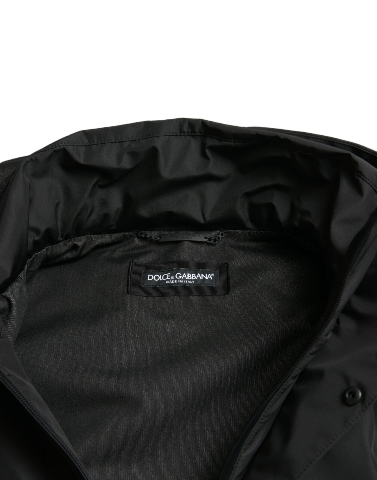 Dolce &amp;amp; Gabbana Svart Polyesterjacka med Logotyp och Plack