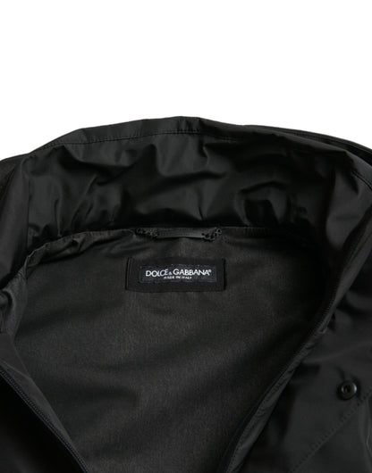 Dolce &amp;amp; Gabbana Svart Polyesterjacka med Logotyp och Plack