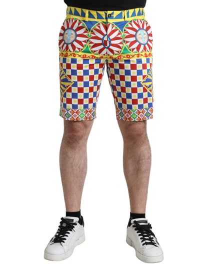 Dolce &amp;amp; Gabbana Multicolor Carretto Print Bermuda Shorts för män