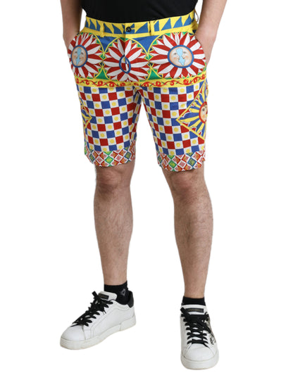 Dolce &amp;amp; Gabbana Multicolor Carretto Print Bermuda Shorts för män