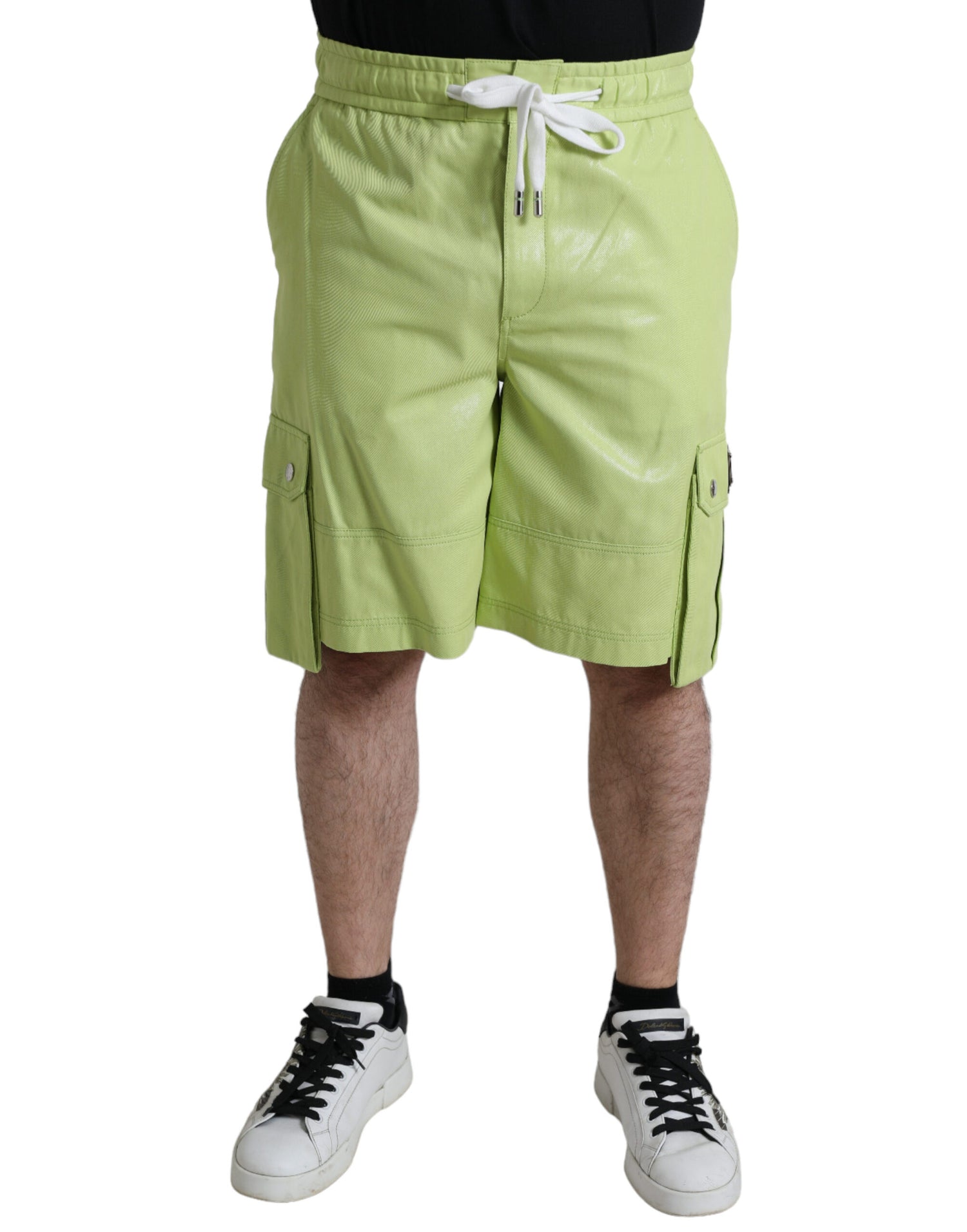 Dolce &amp;amp; Gabbana Ljusgröna Bomull Herr Cargo Bermudashorts