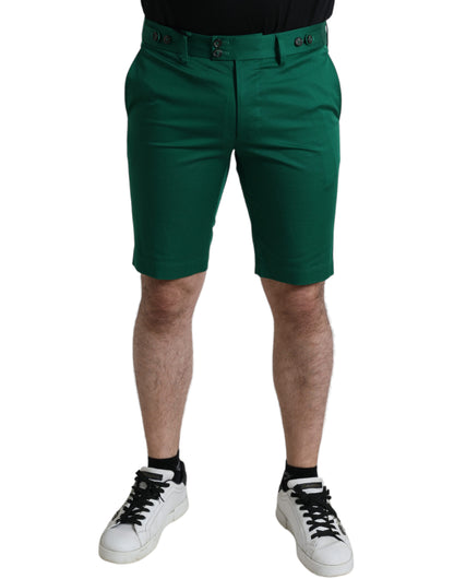 Dolce &amp;amp; Gabbana djupgröna bomullsstretchiga bermudashorts för män