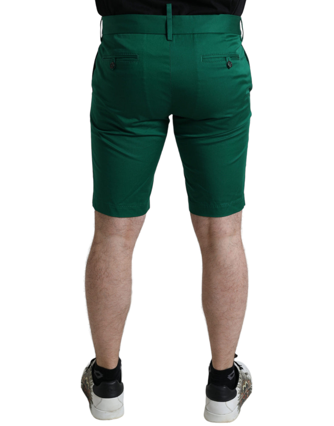 Dolce &amp;amp; Gabbana djupgröna bomullsstretchiga bermudashorts för män