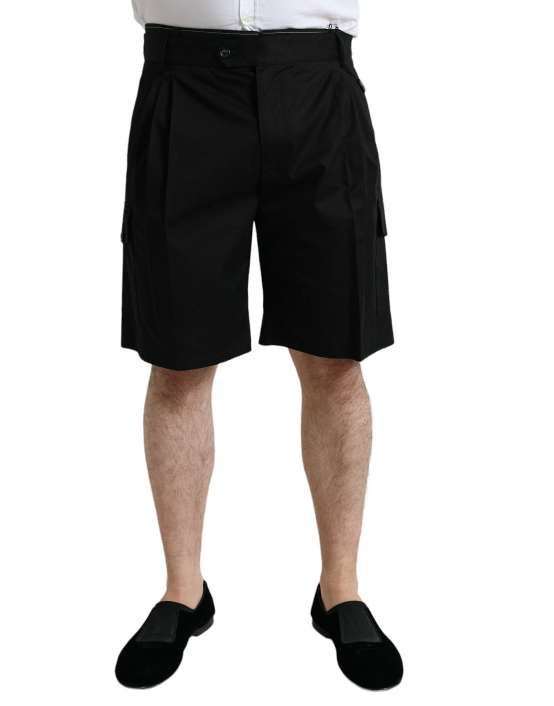 Dolce &amp;amp; Gabbana Svarta Bomullsstretchiga Cargo Bermudashorts
