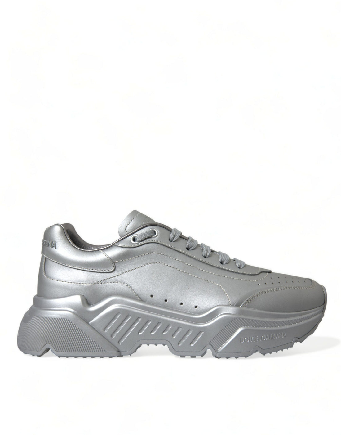 Dolce &amp;amp; Gabbana Silver Daymaster Läder Herr Casual Sneakers Skor