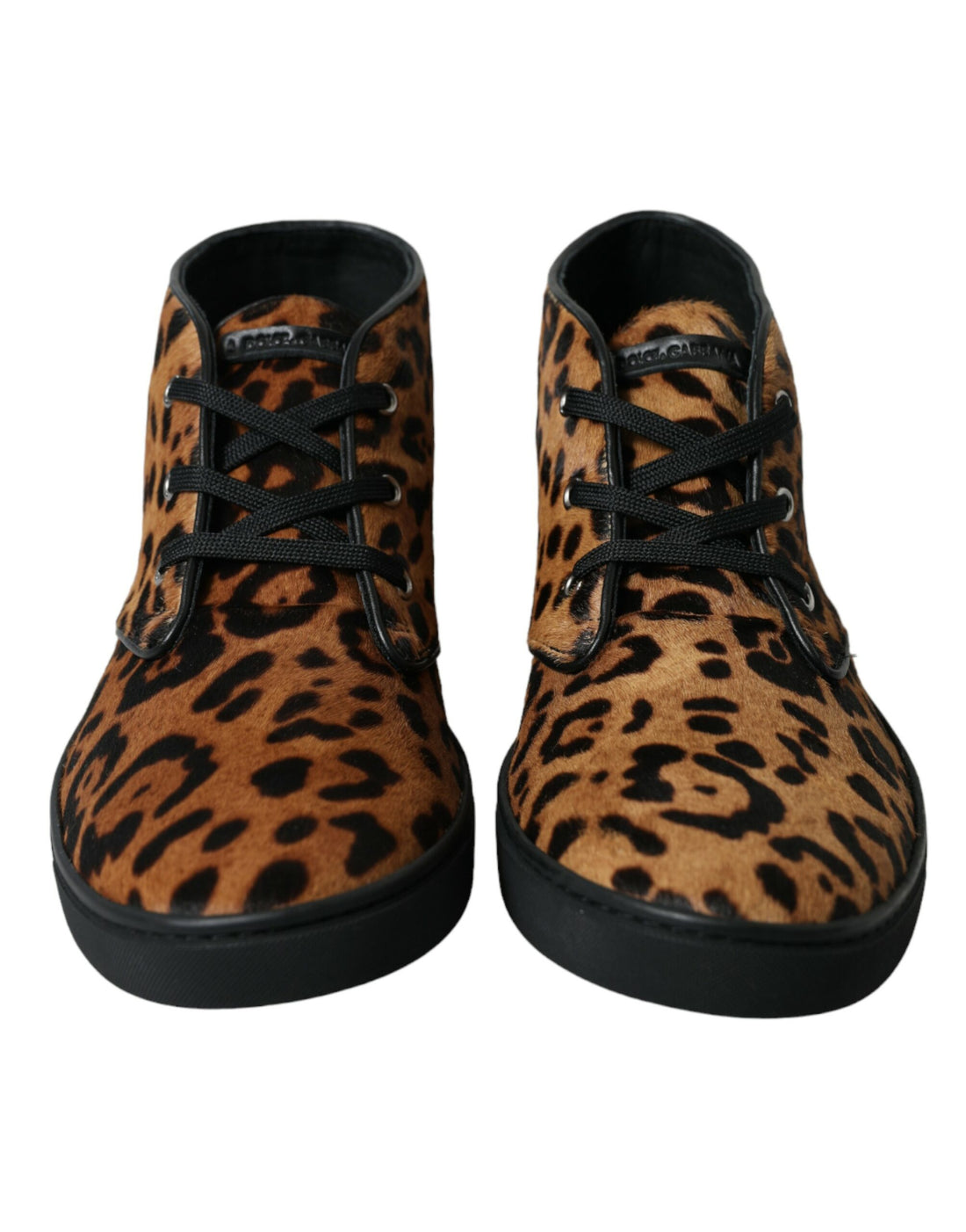 Dolce &amp;amp; Gabbana Bruna Leopardfärgade Lädersneakers med Ponnyhår