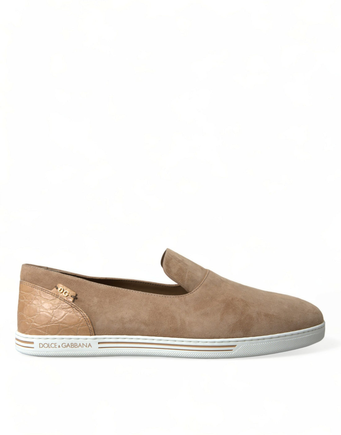 Dolce &amp;amp; Gabbana Beige Mocka Caiman Herr Loafers Tofflor Skor