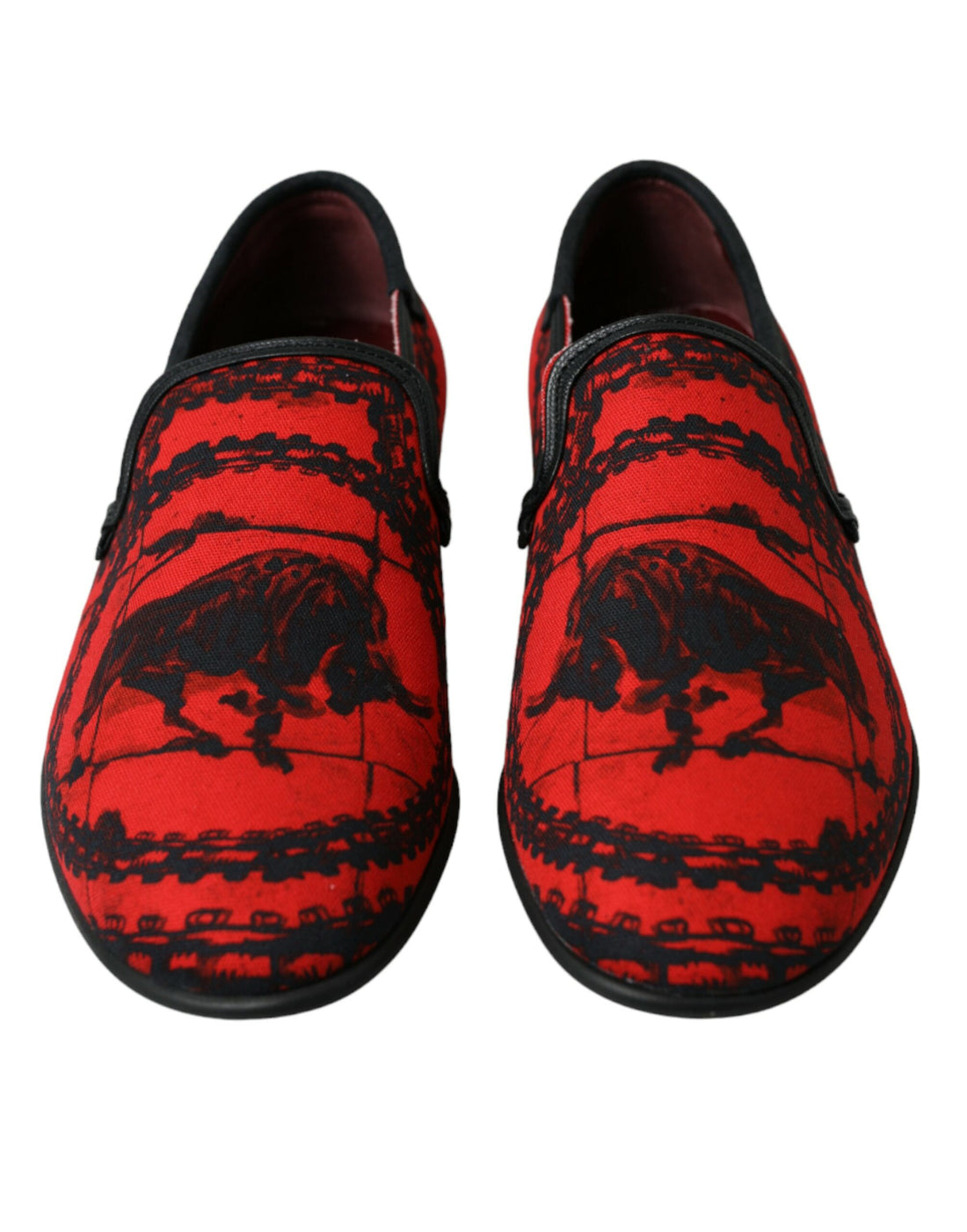 Dolce &amp;amp; Gabbana Röda Svarta Torero Loafers Tofflor Herrskor