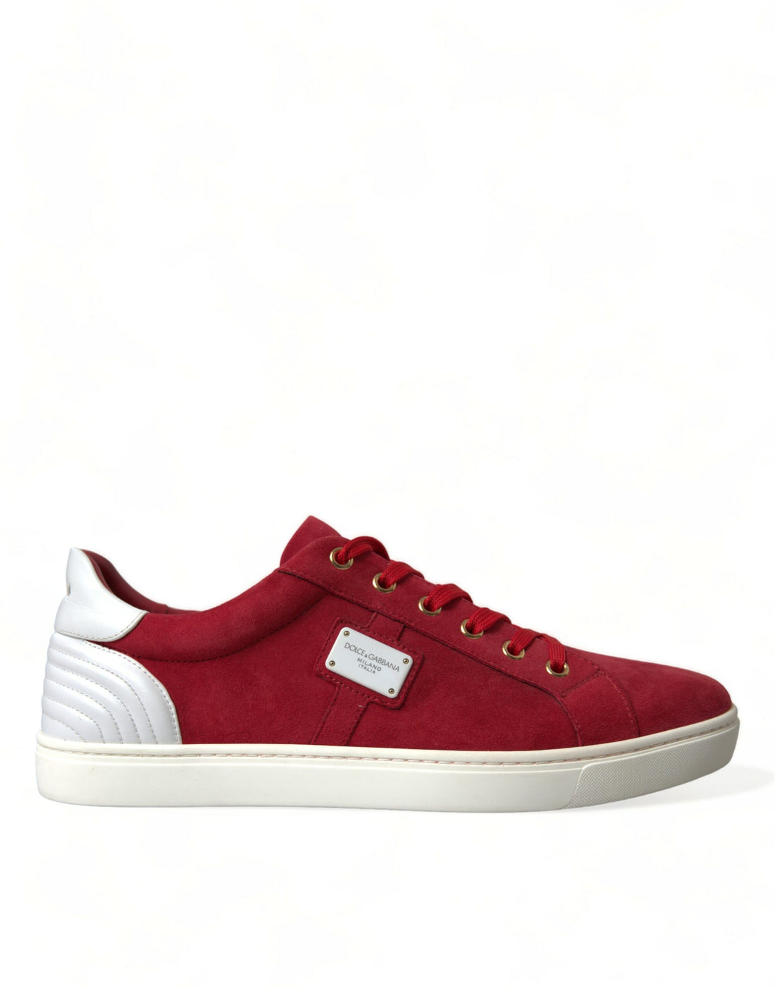 Dolce &amp;amp; Gabbana Röda Mocka Läder Herr Låga Sneakers Skor
