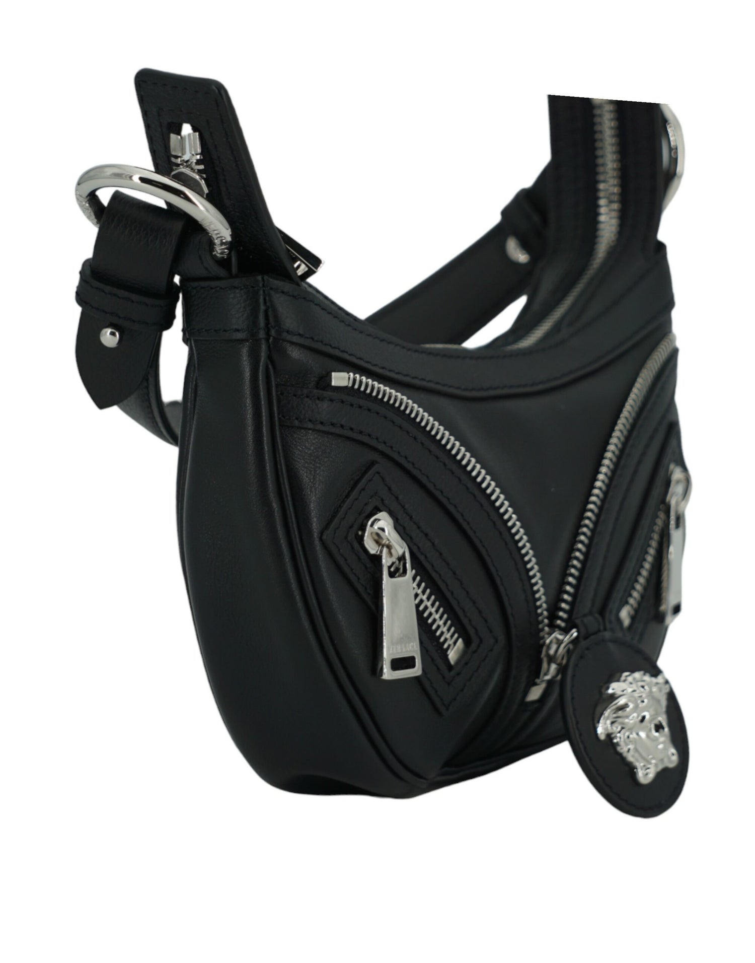 Versace Elegant Svart Mini Hobo Axelväska