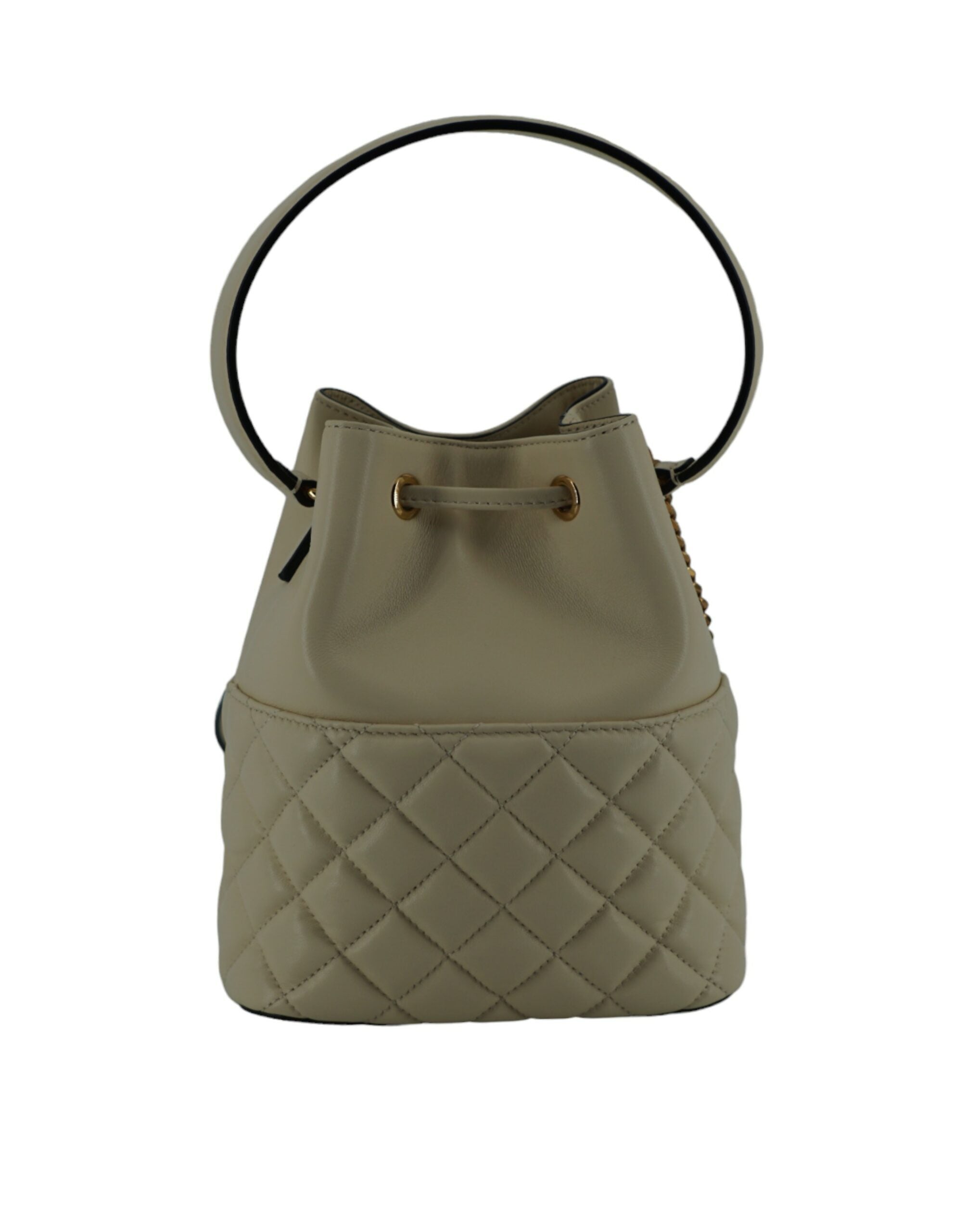 Versace Elegant Liten Vit Läderväska med Bucket-axelrem