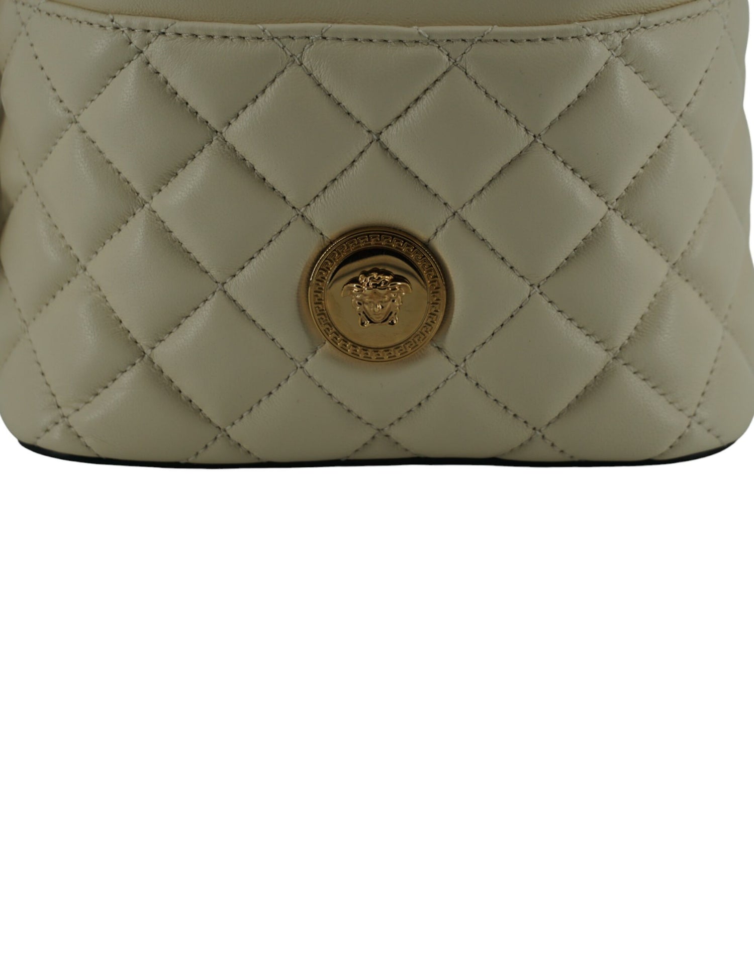 Versace Elegant Liten Vit Läderväska med Bucket-axelrem