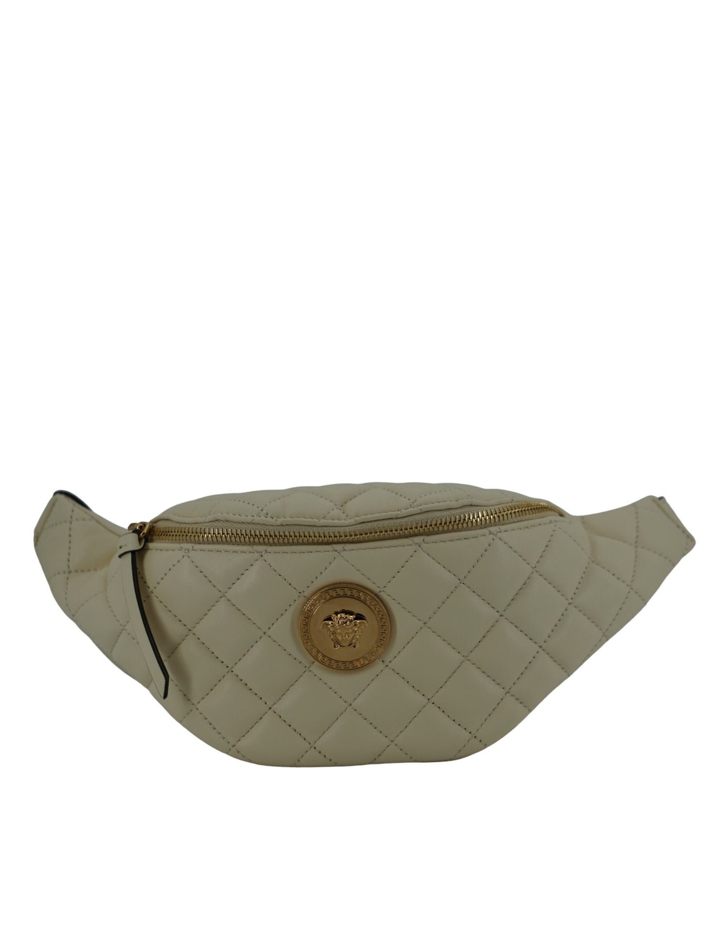Versace Elegant Vit Lammskinnsbältesväska