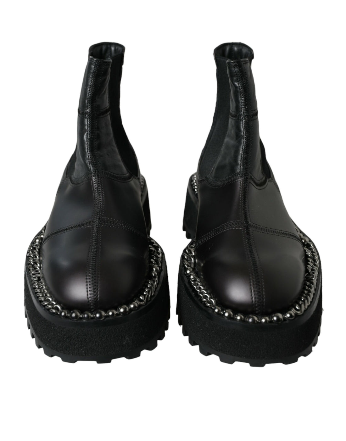 Dolce &amp;amp; Gabbana Svarta Läder Slip On Stretch Chelsea Stövlar Skor
