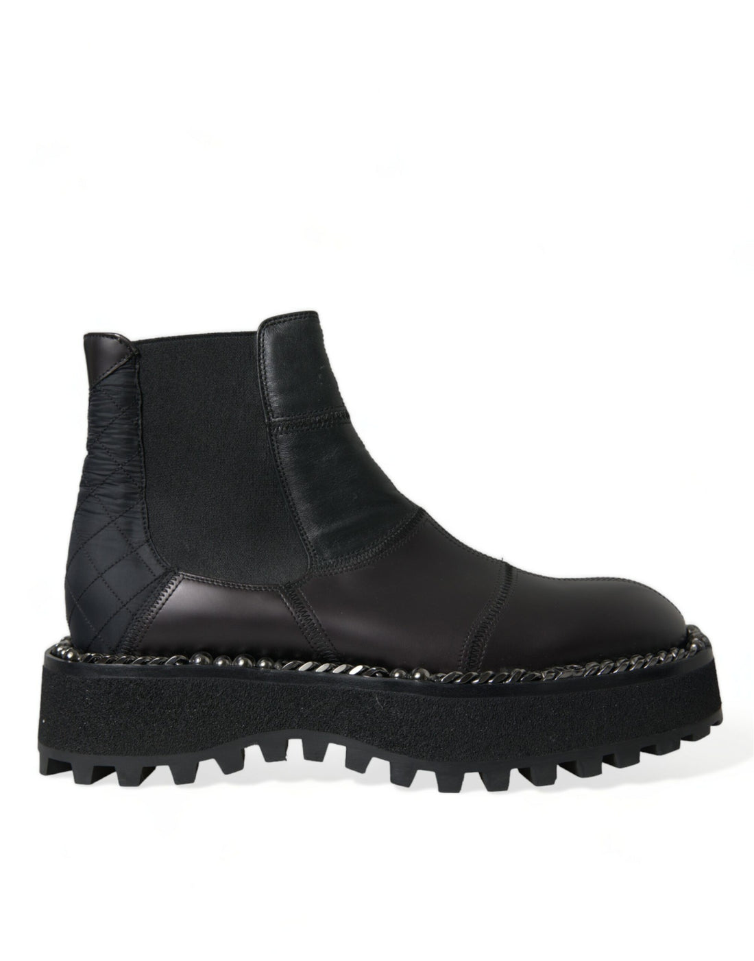 Dolce &amp;amp; Gabbana Svarta Läder Slip On Stretch Chelsea Stövlar Skor