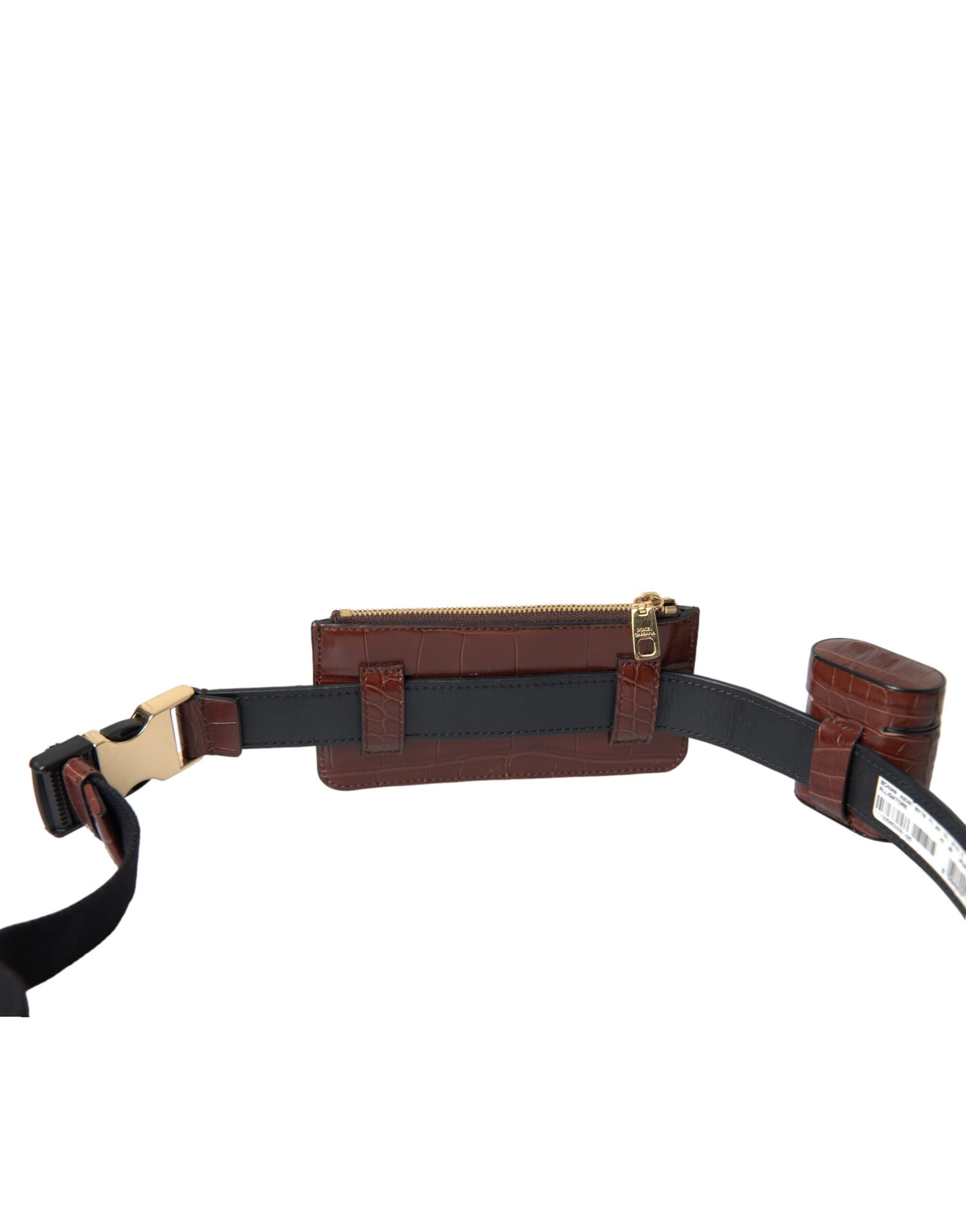 Dolce &amp;amp; Gabbana Brunt Alligator Läderfodral till Airpods Myntväska