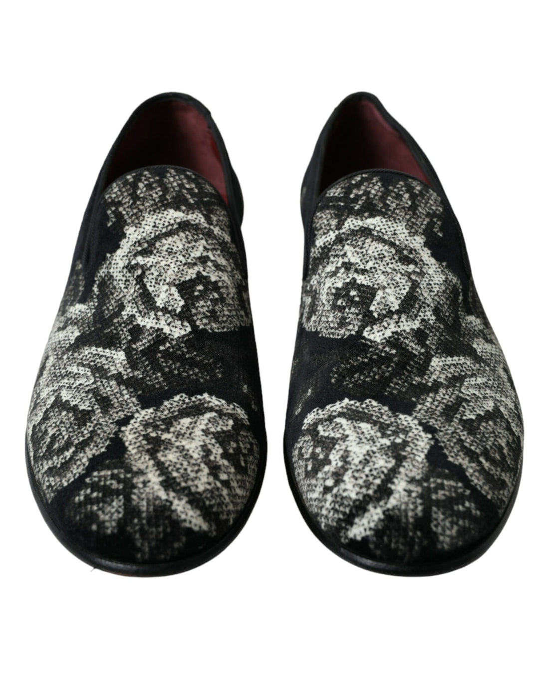 Dolce &amp;amp; Gabbana Svarta Blommiga Tofflor Herr Loafers Finskor